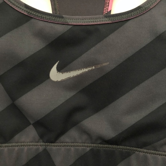 Nike Dri Fit Sports Bra- Grey and Pink Stripes - Picture 2 of 6